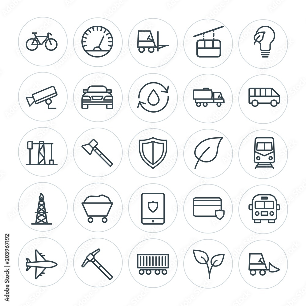 Modern Simple Set of transports, industry, nature, security Vector outline Icons. Contains such Icons as  bus,  travel,  bicycle,  building and more on white background. Fully Editable. Pixel Perfect