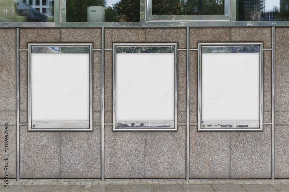 Three blank bulletin board mock up - obrazy, fototapety, plakaty 
