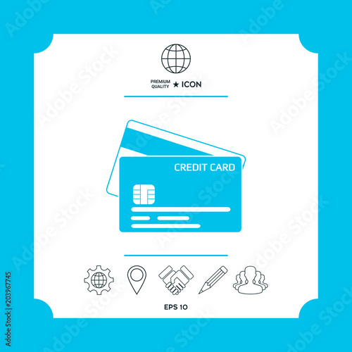 Credit card with a chip and magnetic stripe -  icon