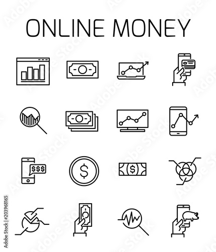 Online money related vector icon set. 