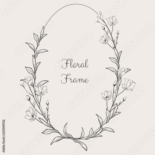 Vector Delicate Floristic Geometric Frame.