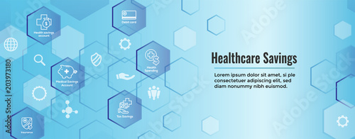Medical Tax Savings Web Header Banner- Health savings account or flexible spending account w HSA, FSA, tax-sheltered savings