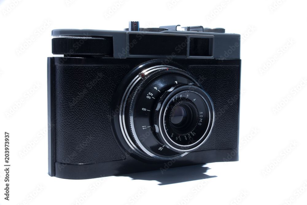vintage camera on white background
