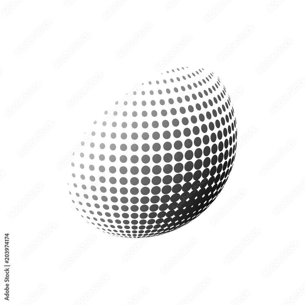 Abstract halftone 3d sphere design, Halftone ball, Halftone graphic vector concept