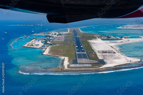 Aerial view of the main airport, Malé, Maldives, INndian Ocean