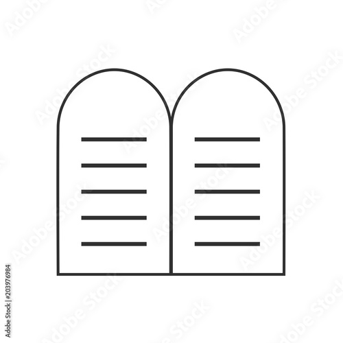 Tablets of the Law icon in black flat outline design