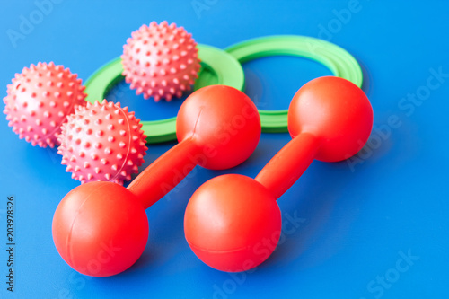  Dumbbells, balls and gymnastic rings. © valeriya