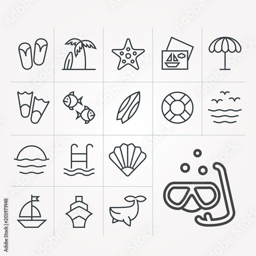 Icons holiday by sea