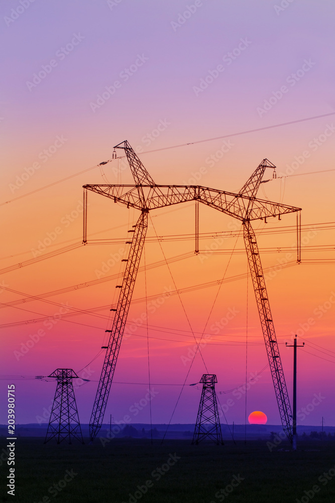 power line at sunset