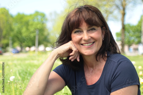Wallpaper Mural Beautiful happy woman outside Torontodigital.ca