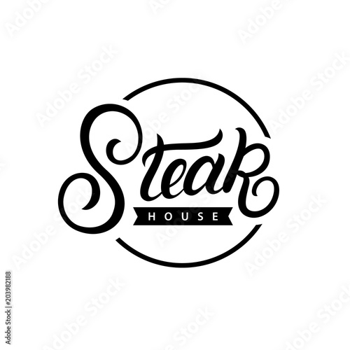 Steak house hand written lettering logo