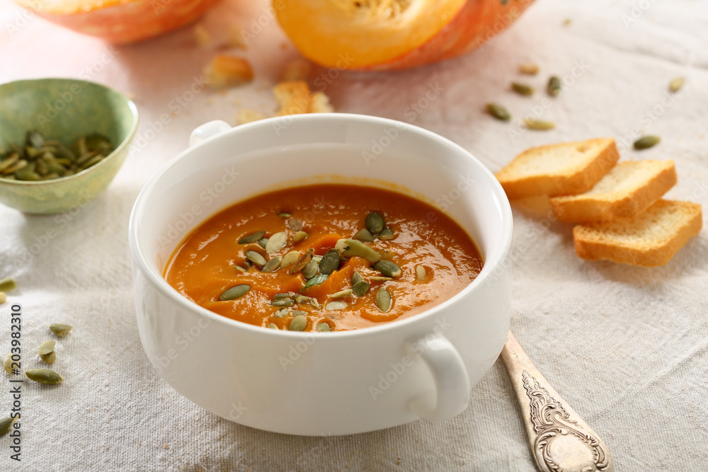Pumpkin cream soup with seeds Pumpkin cream soup with seeds