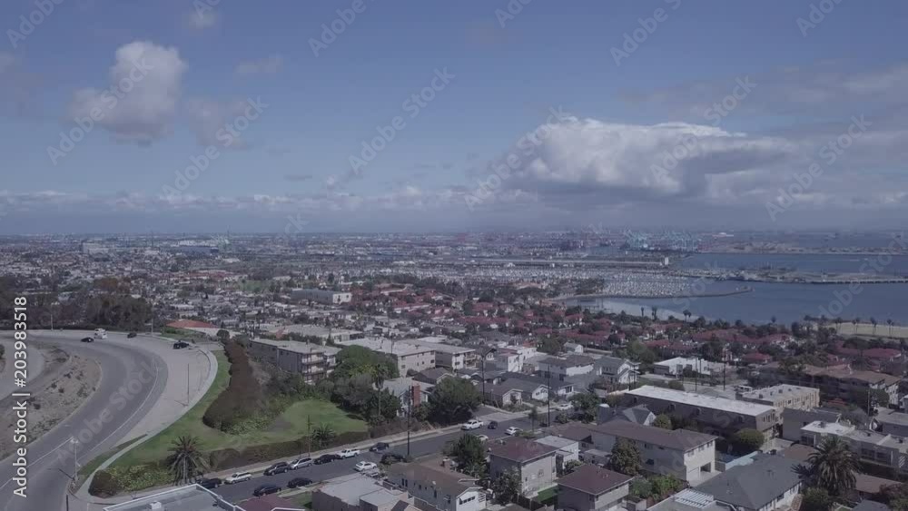 Drone San Pedro and Port of Long Beach  log footage 