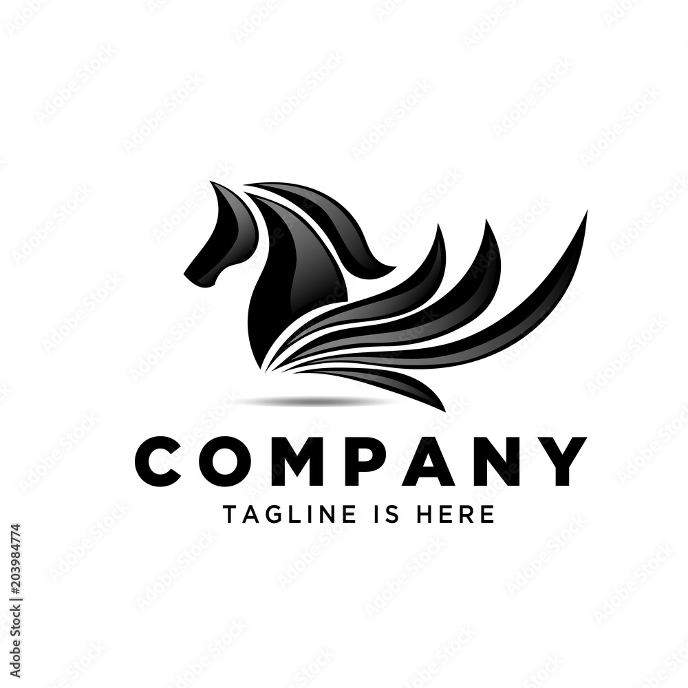 elegant abstract pegasus art logo elegant abstract pegasus art logo