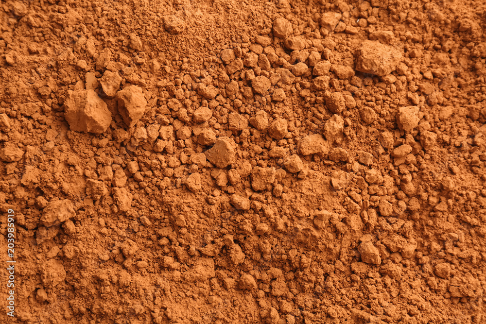 Cocoa powder as background, closeup