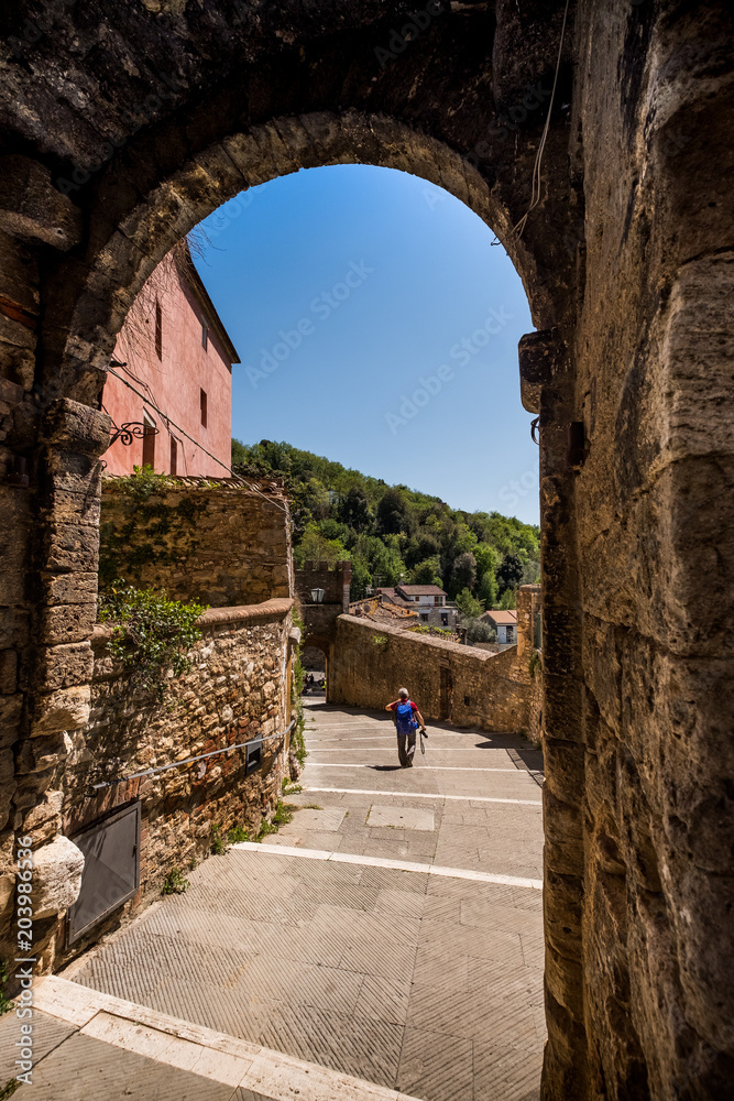 SERRE di RAPOLANO, TUSCANY, Italy - the ancient village, medieval town entrance