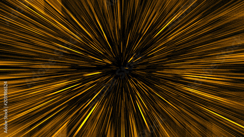 Yellow Rays Sunshine. Star glow. Space Star Warp or Hyperspace Travel Speed Effect .