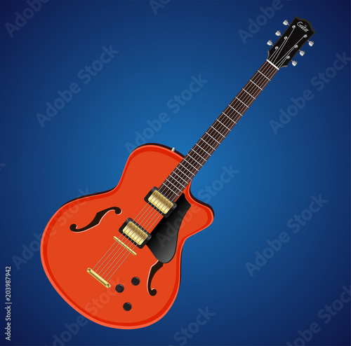 Vector electric hollow body guitar icon