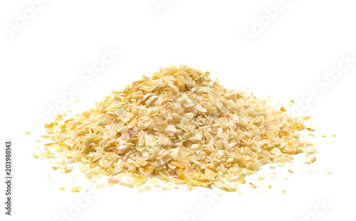 Dried Minced Onions on a White Background