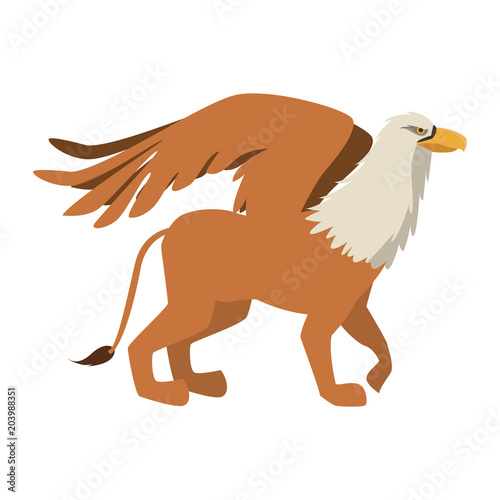 Griffin fantastic creature cartoon vector illustration graphic design