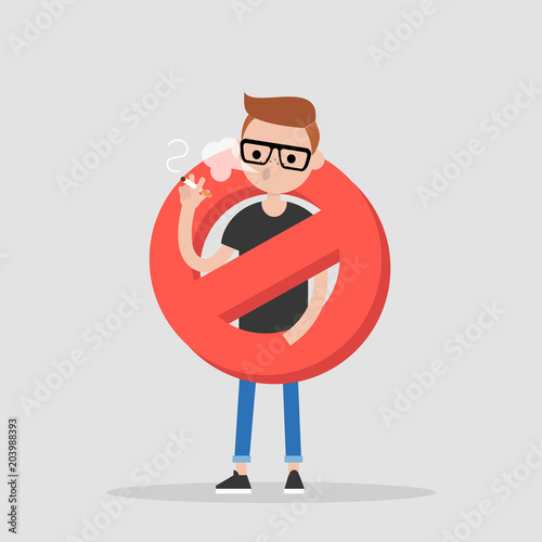 Bad habits. No smoking sign. Unhealthy lifestyle. Flat editable vector illustration, clip art