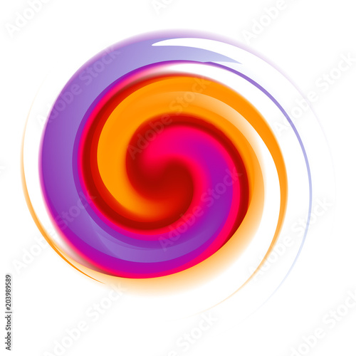 Square vector background with volumetric spiral. Twisted swirl of warm red colors was made using gradient mesh with clipping mask. Flexible editable abstract pattern in a saturate vibrant shades.
