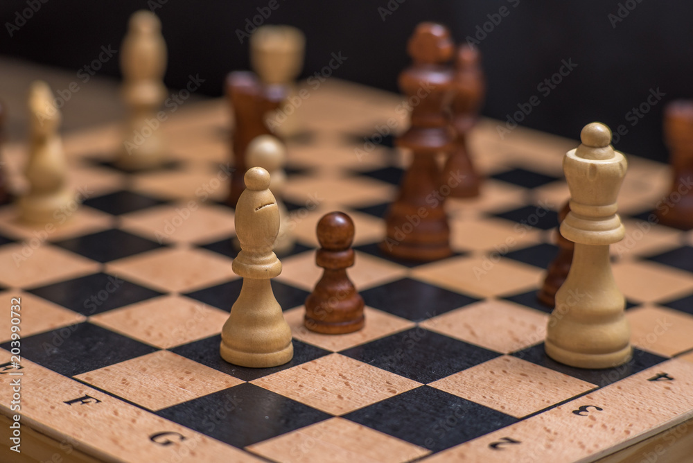 Chess on chessboard close up Chess on chessboard close up