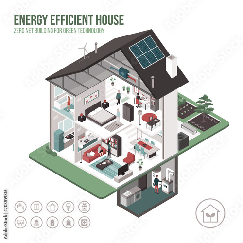Contemporary energy efficient house interiors