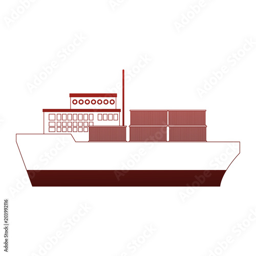 Freigther ship with containers vector illustration graphic design