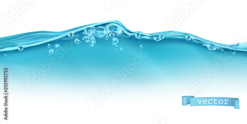 Wave of water and bubbles. 3d vector