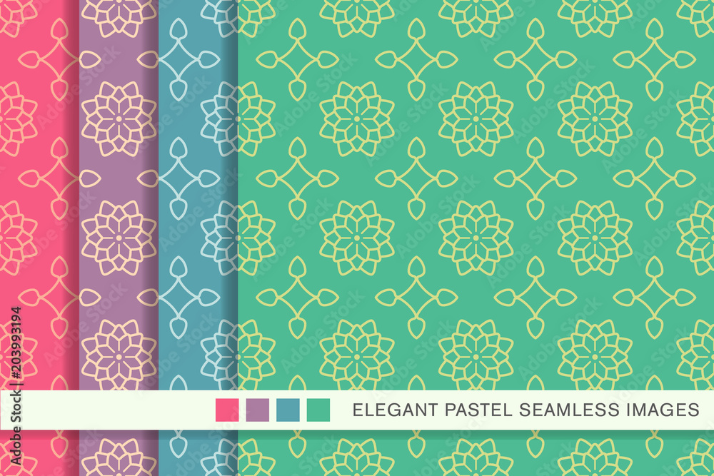 Seamless pastel background set Star Curve Cross Frame Flower Seamless pastel background set Star Curve Cross Frame Flower