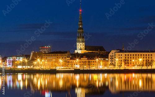 Old medieval church tower - Saint Peters Lutheran church in Riga, Latvia