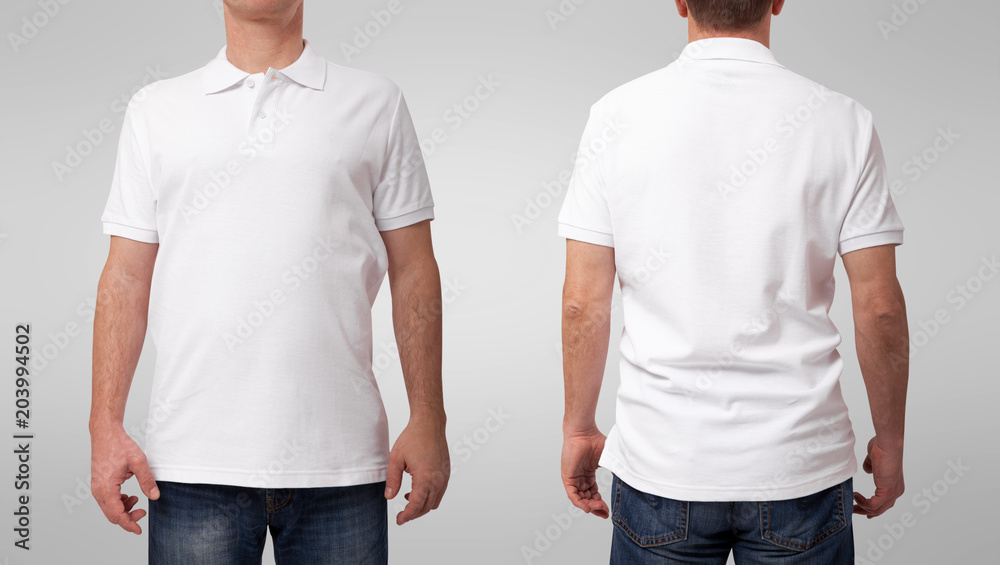 Tshirt design and clothing concept. Young man in blank white shirt ...