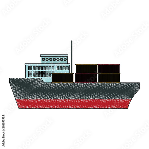 Freigther ship with containers vector illustration graphic design