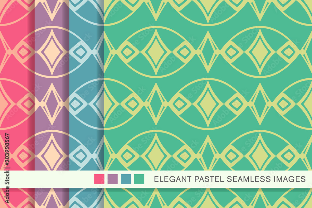 Seamless pastel background set Oval Curve Cross Frame Diamond Check Gem Seamless pastel background set Oval Curve Cross Frame Diamond Check Gem