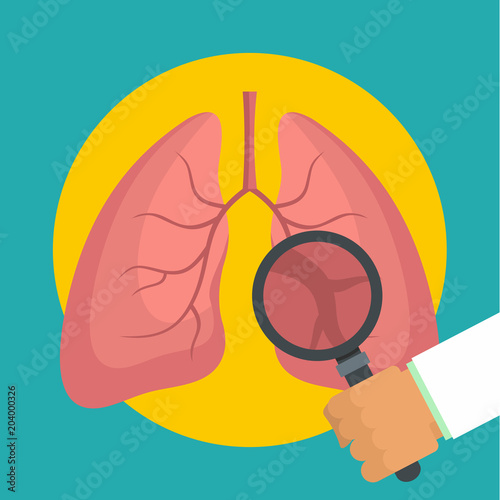 Examination of lungs icon. Flat illustration of examination of lungs vector icon for web design