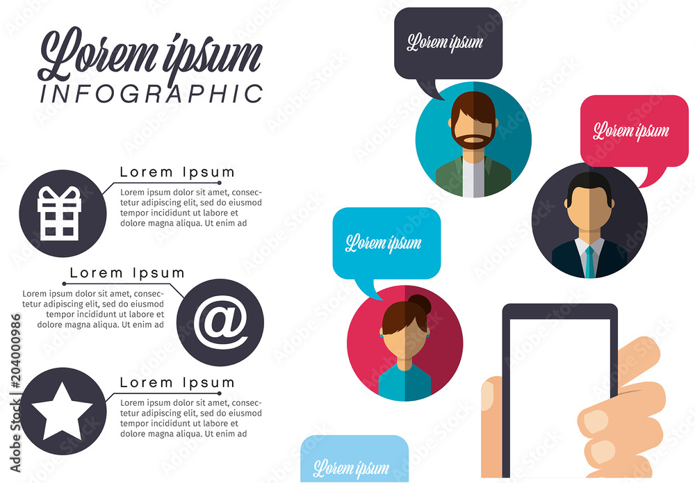 Illustrated Avatar Quotes Infographic Шаблон Stock | Adobe Stock