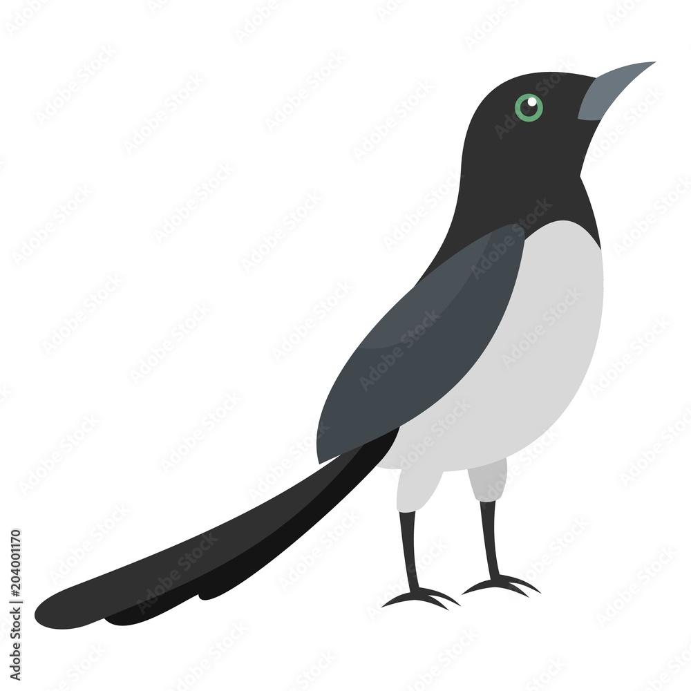Fototapeta premium Magpie thief icon. Flat illustration of magpie thief vector icon for web