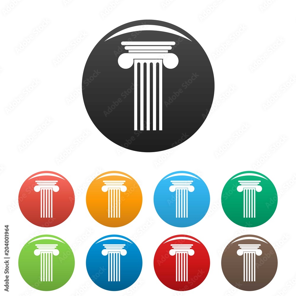 Polyhedral column icon. Simple illustration of polyhedral column vector icons set color isolated on white Polyhedral column icon. Simple illustration of polyhedral column vector icons set color isolated on white