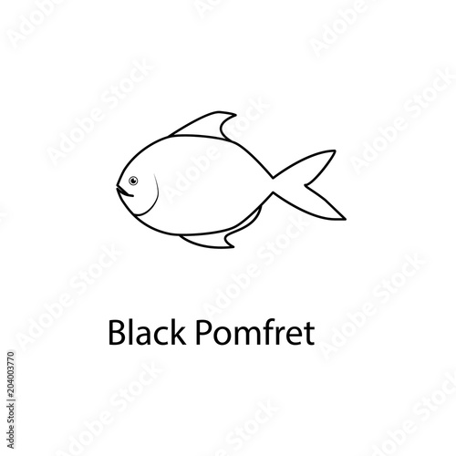 black pomfret icon. Element of marine life for mobile concept and web apps. Thin line black pomfret icon can be used for web and mobile. Premium icon © gunayaliyeva