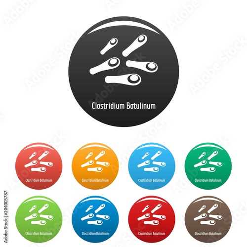 Clostridium botulinum icon. Simple illustration of clostridium botulinum vector icons set color isolated on white