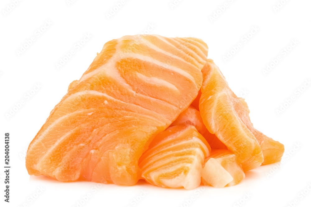 salmon (salmon sashimi) sliced Isolated on white background salmon (salmon sashimi) sliced Isolated on white background