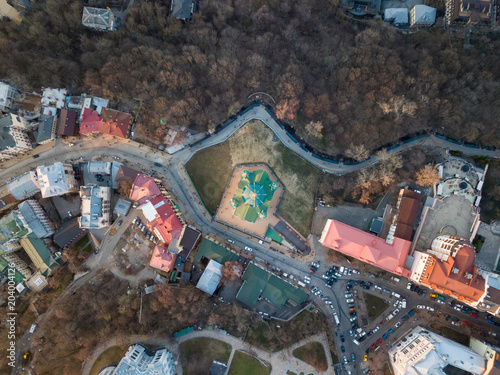 on top of view of St. Andrew's Church or the Cathedral of St. Andrew in sity Kyiv photo