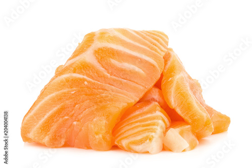 salmon (salmon sashimi) sliced Isolated on white background