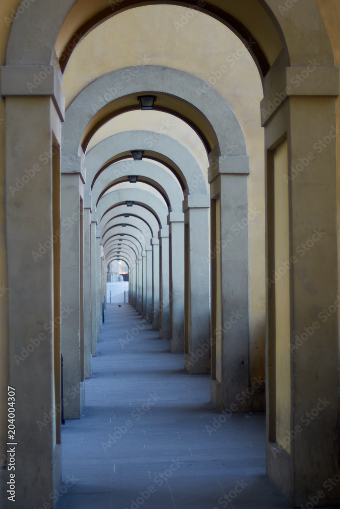 The Vasari Corridor at dawn, Florence, Italy