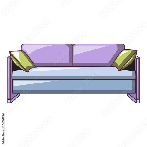 Purple sofa icon, cartoon style