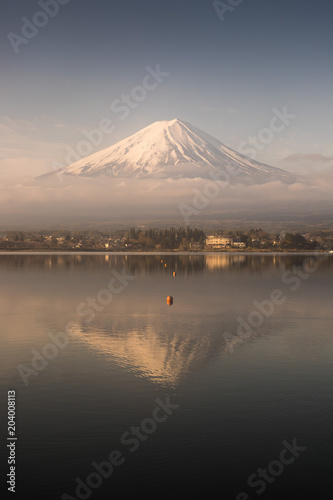 Mountain Fuji and Kawaguchiko lake in early morning