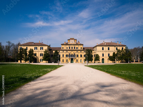 Renaissance style facade of the "garden palace" inside the ducal park of Parma, Italy. © isaac74