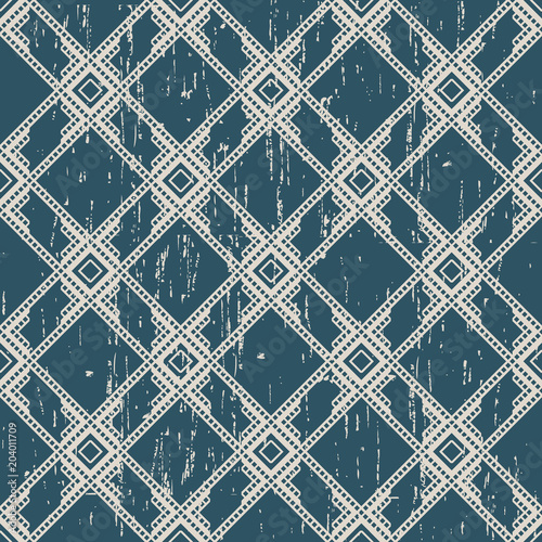 Worn out antique seamless background Square Check Cross Frame Geometry Line