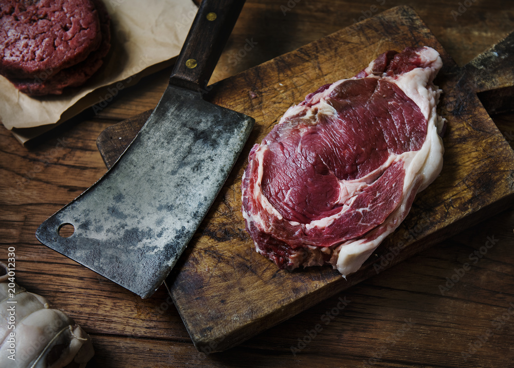 Wunschmotiv: Tomahawk beef steak at a butcher shop #204012330